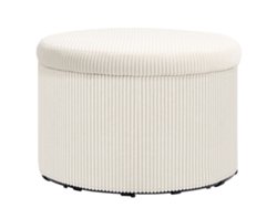 Taburete pequeño con 97 L de espacio de almacenamiento, terciopelo de pana, espuma, reposapiés, color beige.