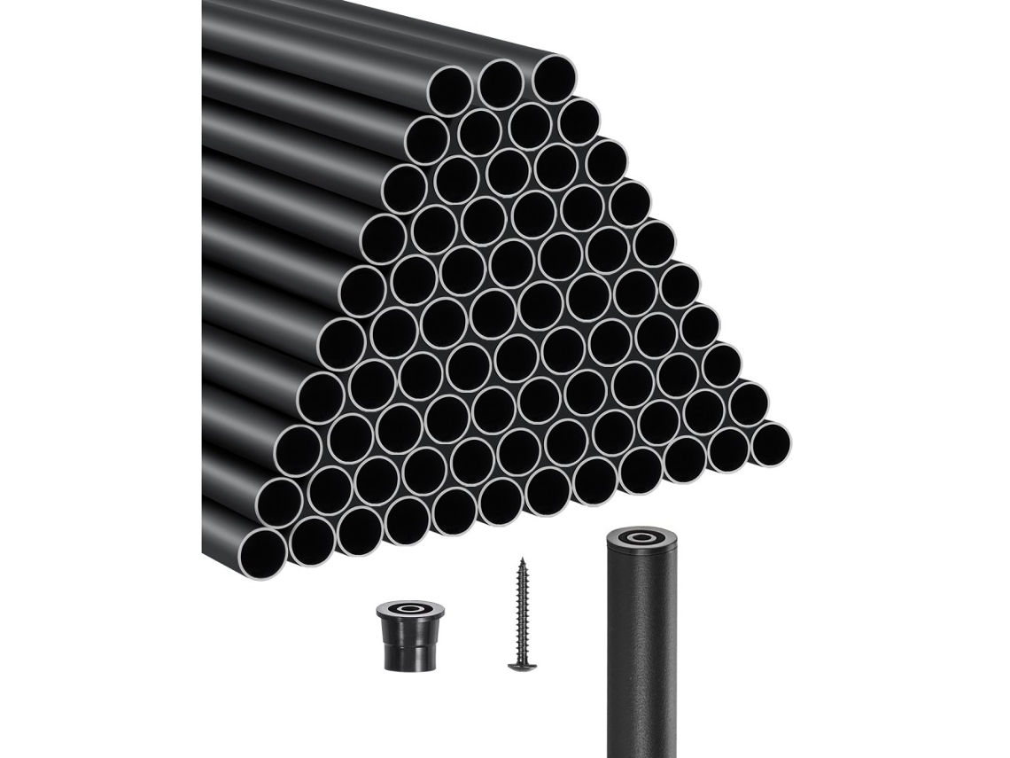 Juego de 101 Barandillas de Aluminio Negro Ø19mm para Escaleras y Balcones Tekmaquinas