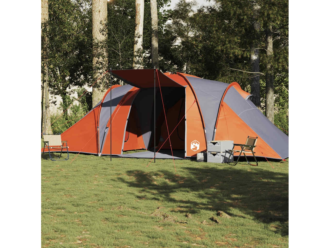 Tienda de campaña tipo domo familiar para 6 personas, impermeable, gris/naranja