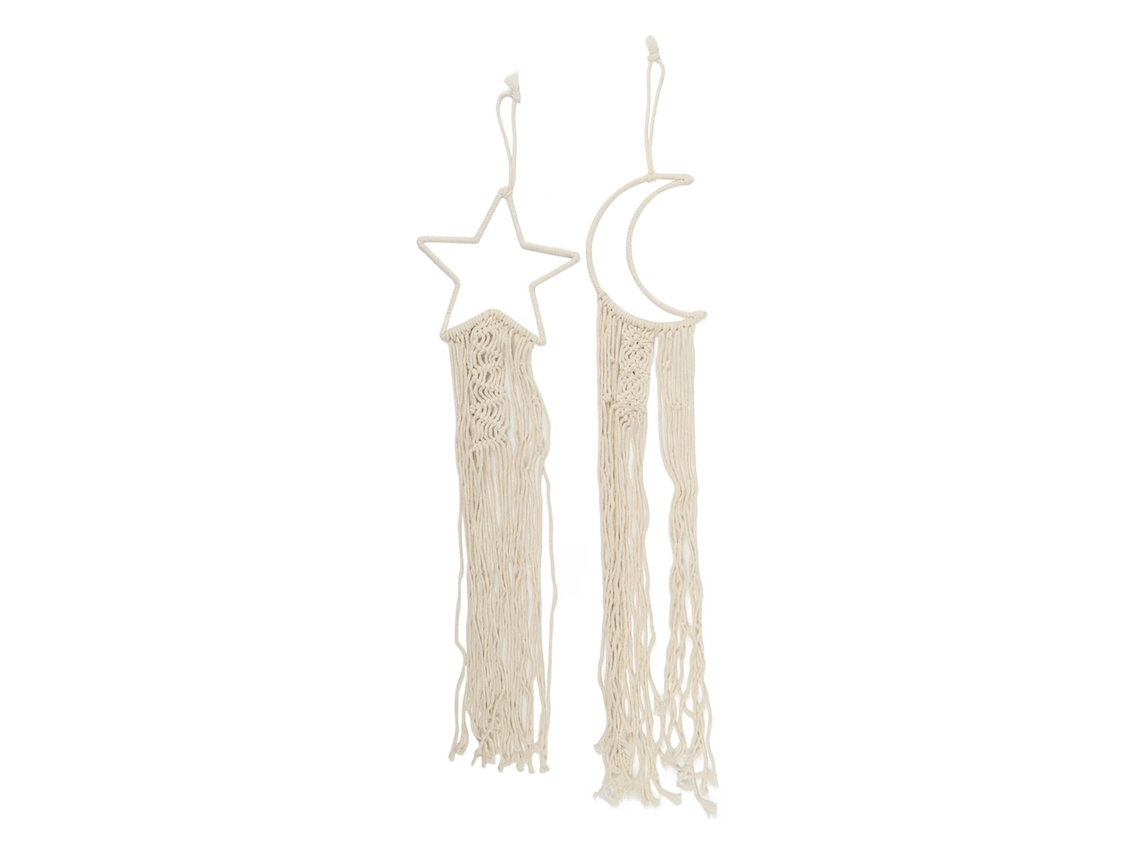 Tapiz De Pared De Algodón Macramé Con Diseño De Estrellas Y Lunas, Decorativo Para El Hogar Y La Oficina.