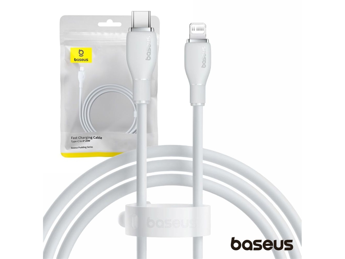 Cable BASEUS Pudding Series Cable de Carga Rápida Type-C a IP 20W 2M Blanco