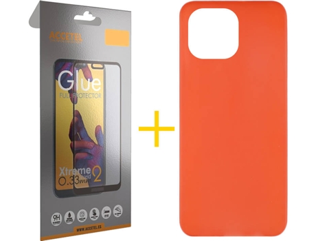 Kit Funda + Protector de Pantalla Apple iPhone 13 Pro Max ACCETEL Liso Rojo
