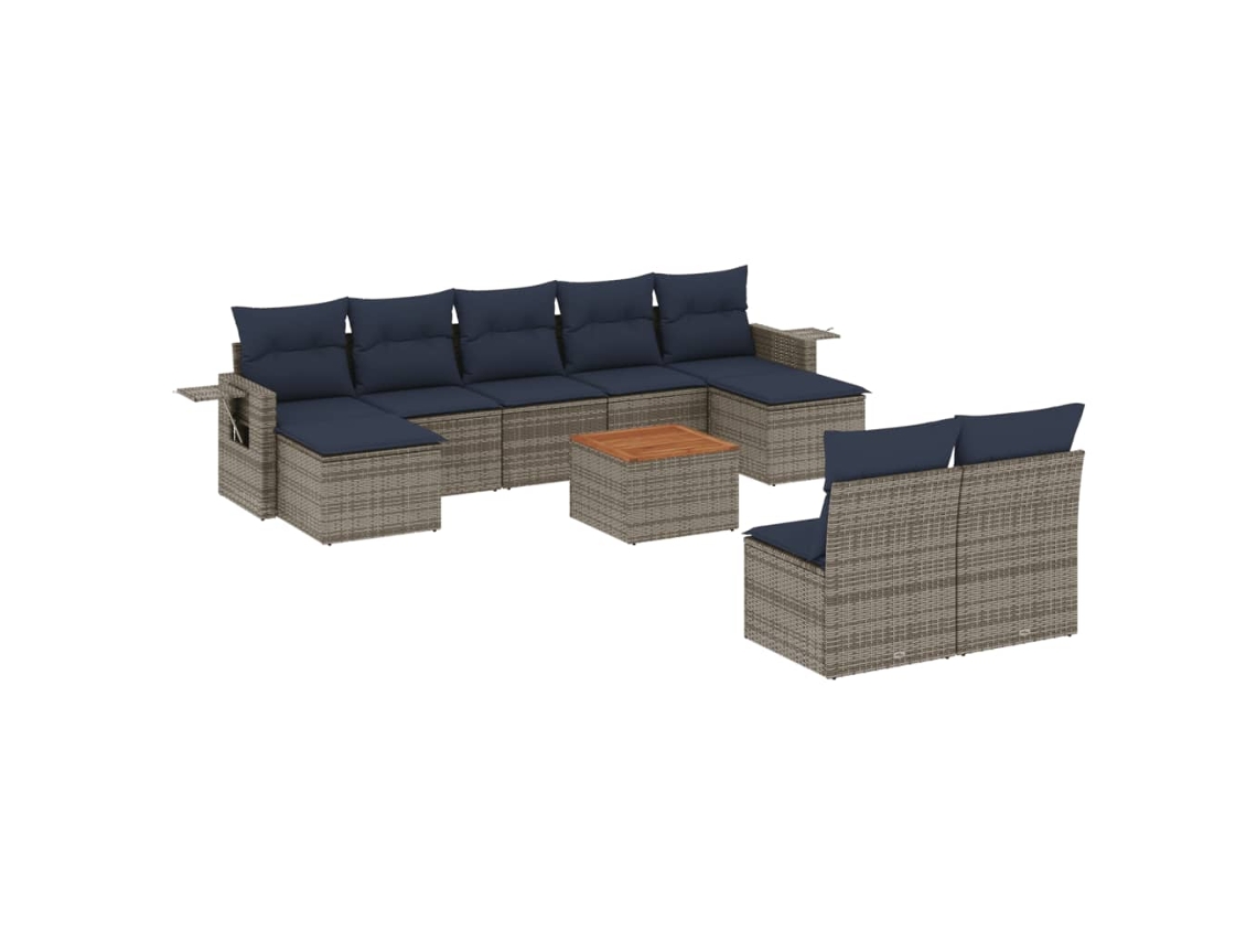 Maison Exclusive - Conjunto De Sofá De Jardín De 10 Piezas Con Cojines, Poliratán Gris