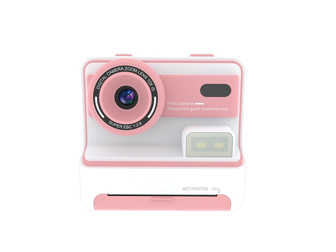 Cámara infantil con impresión instantánea, doble cámara frontal y trasera, pantalla HD de 2,4 pulgadas, rosa