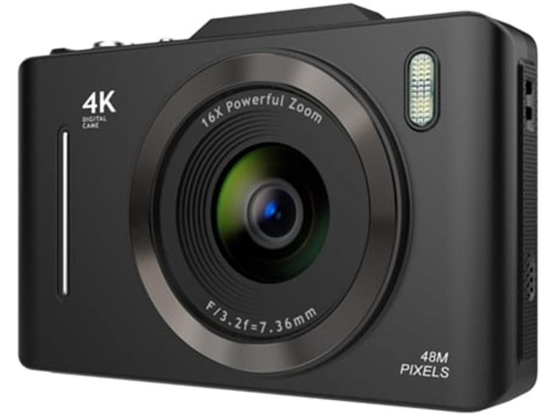 Cámara digital Digitallab 4K HD con zoom de 16x y luz de relleno negra