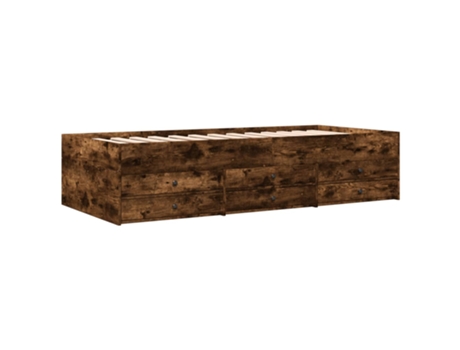 Tumbona con cajones madera ingeniería roble ahumado VIDAXL (90 x 200 cm)
