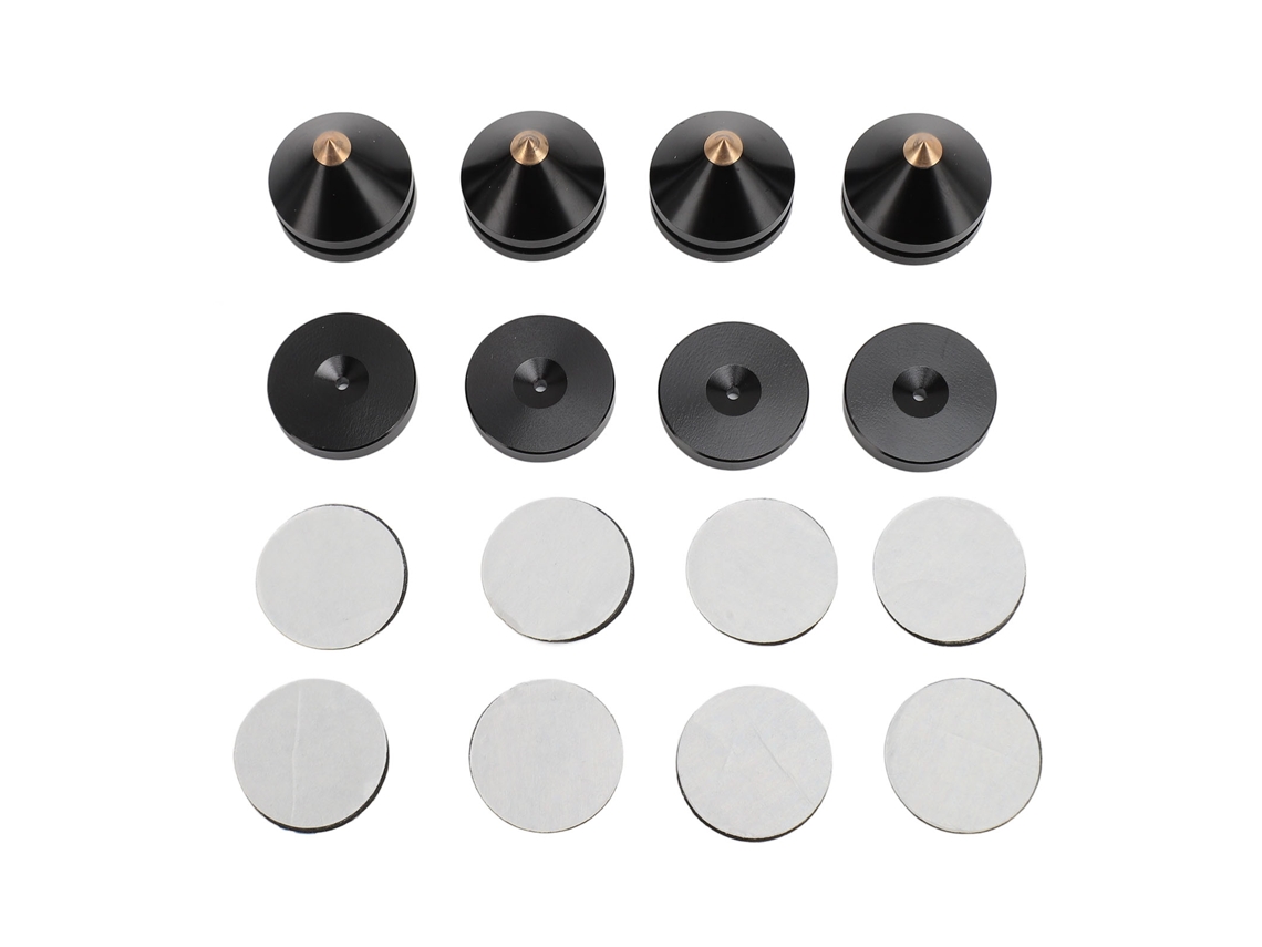 4 Juegos De Patas De Aluminio Antivibración Con Pasador Negro Para Altavoces Y Amplificadores De Cd/dvd