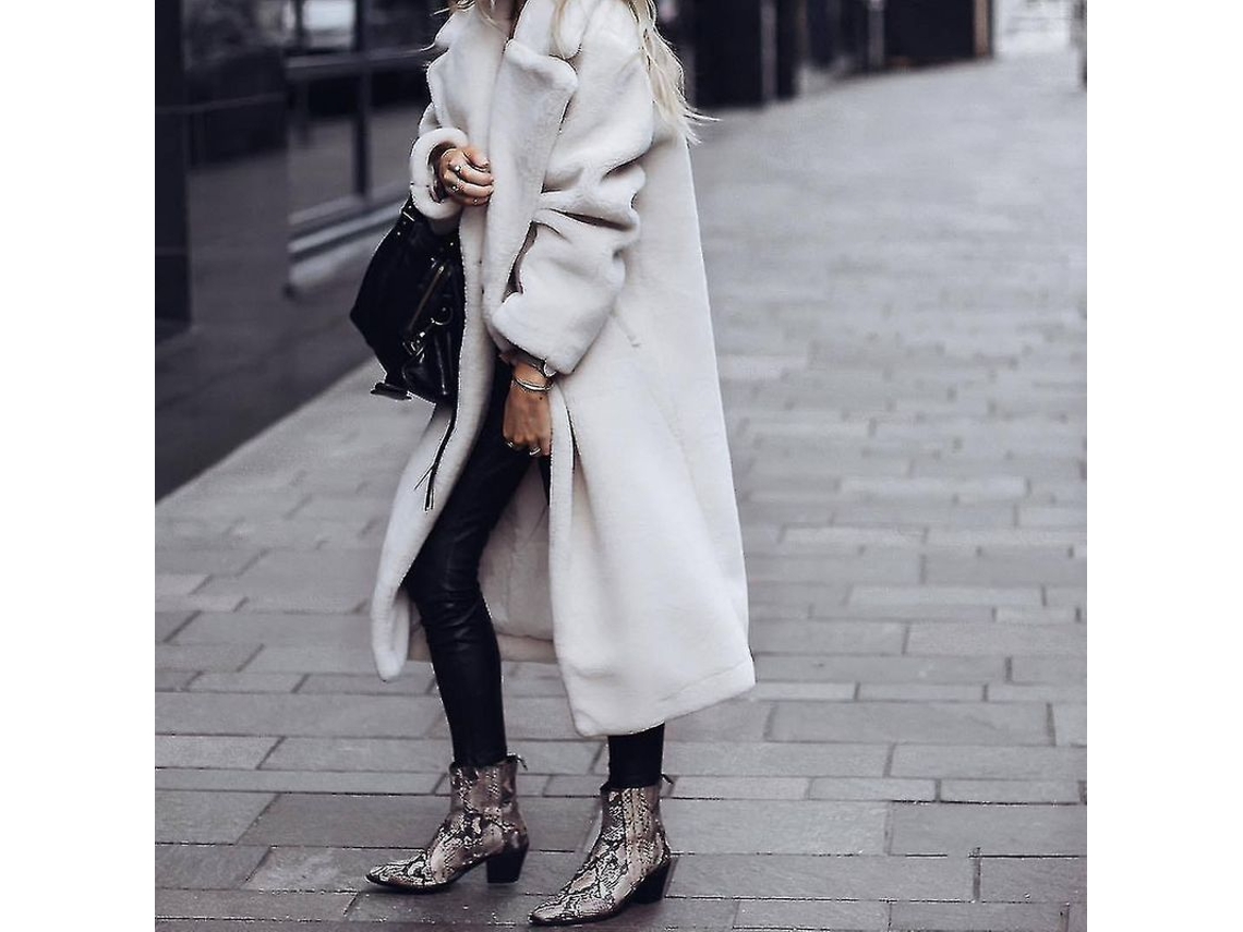 2026-chaqueta Larga Fluffy Para Mujer De Invierno De Poliéster