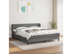 Cama Box Spring Con Colchón Tela Gris Oscuro 180x200 Cm