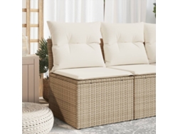 Silla de jardín sin reposabrazos con cojines de mimbre beige PE Dkd Home Decor