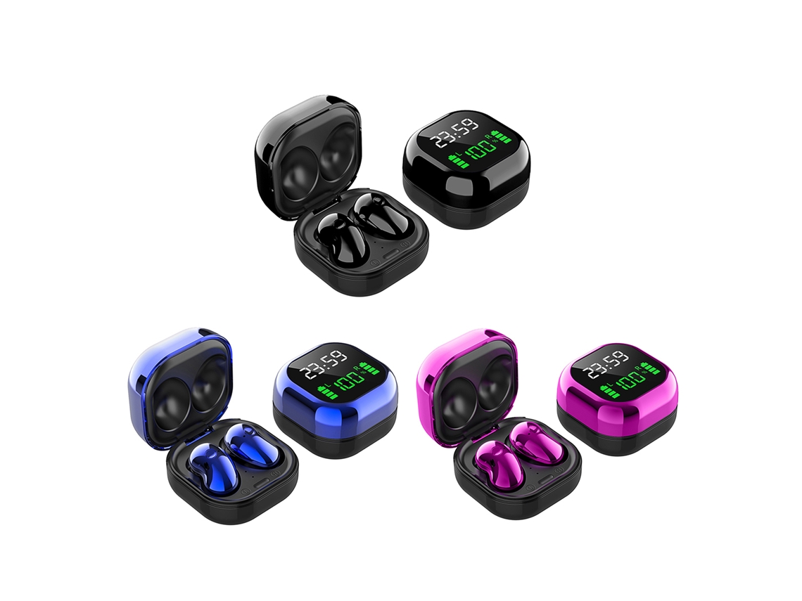 Fones De Ouvido Bluetooth 5.1 S6 Plus Tws Com Microfone Display Digital Bateria Estojo De Carregamento 260mah Para Esportes Música