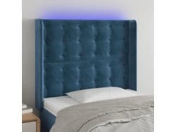 Cabecero Con Led De Terciopelo Azul Oscuro 93x16x118/128 Cm