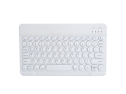 Teclado Inalámbrico Bluetooth Con Teclas Redondas Para Ipad, Smartphone Y Tableta, Color Blanco