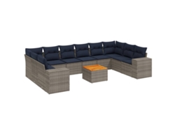 Maison Exclusive - Conjunto De Sofá De Jardín De 11 Piezas Con Cojines, Poliratán Gris