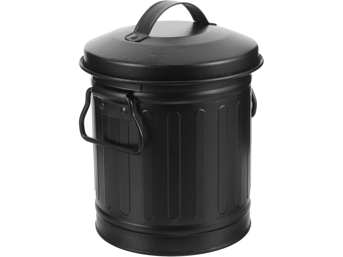 Papelera Pequeña De Metal Negro Para Oficina, Multifuncional, Práctica Para Papel.