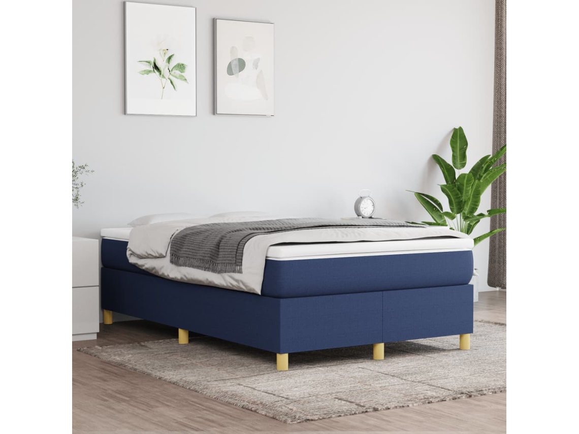 Estructura De Cama Sin Colchón Tela Azul 120x200 Cm