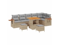 Maison Exclusive - Conjunto De Sofás De Jardín 9 Pcs Beige Ratán Sintético