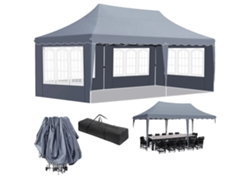 Gazebo plegable de 3 m x 6 m, impermeable con protección UV, fácil de montar, gris oscuro OEM