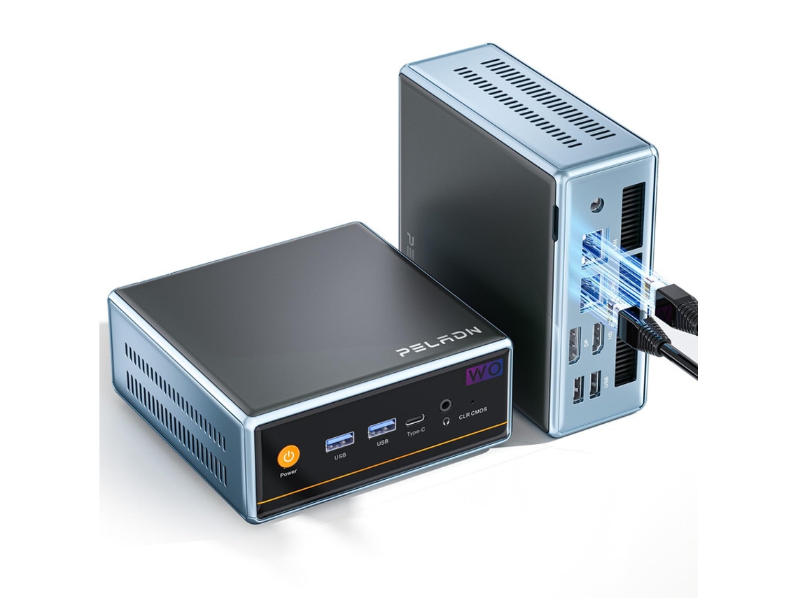 Mini PC Peladn Wo4 AMD Ryzen 7 5700u, 16 GB DDR4 SSD de 512 GB, Wi-Fi 6, pantalla 4K/60 Hz, triple ventilador, Windows 11 Pro (8 núcleos/16 GHz, hasta 4,3 GHz)