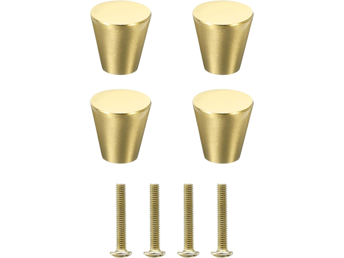 Tiradores Pomos Latón Armarios Macizo, Paquete 4, Tornillos Decoración Muebles, Cajones (m4, Dorado)