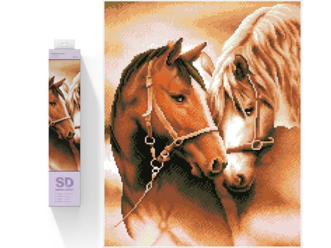 Bordado de diamantes Diamond Dotz Mosaico de diamantes Caballos juntos 40x50cm Sd8409