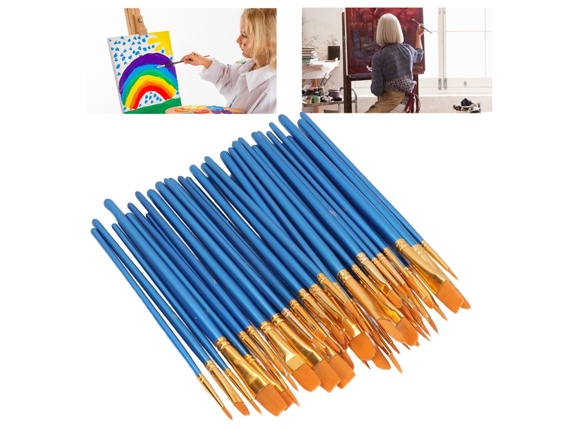Juego De 50 Pinceles De Nailon Para Pintura Al Óleo, Acuarela Y Acrílico Con Fuerte Adsorción.