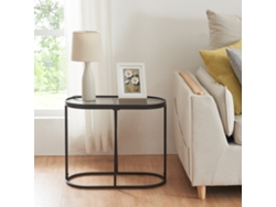 Mesa auxiliar Luleå ovalada cristal templado metal 55x28x45cm - Negro [EN.CASA]
