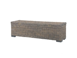 Caja de almacenaje VidaXL 120 cm Mimbre Kubu y Madera de Mango Gris