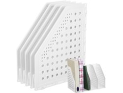 Organizador de escritorio vertical de plástico blanco, portadocumentos retráctil con 4 paneles, almacenamiento compacto para Gokoco