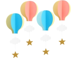 Juego 4 Adornos Colgantes Papel 3d Reutilizables Globo Aerostático Nubes Actividades Fiesta Ambiente Romántico