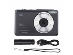 Cámara Digital 4k 64mp Con Zoom Digital 18x Autoenfoque Compacta Pequeña Grabación En Bucle Modo Lento Timelapse Negro