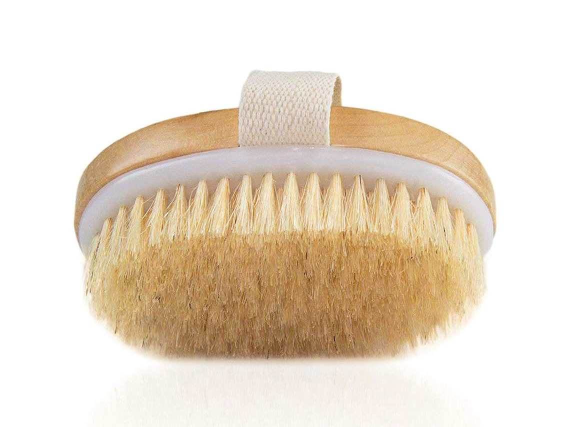 Cepillo De Baño Unisex De Madera Con Recipiente Exfoliante Y Masajeador.