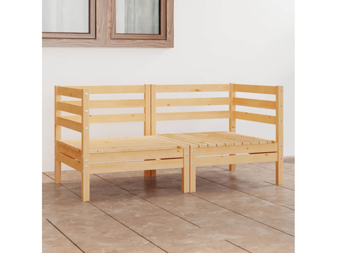 Sofá de jardín de 2 plazas DKD Home Decor en pino macizo