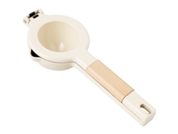 Exprimidor De Cítricos De Metal Resistente Con Mango De Madera, Diseño Ergonómico, Color Beige (mango De Madera)