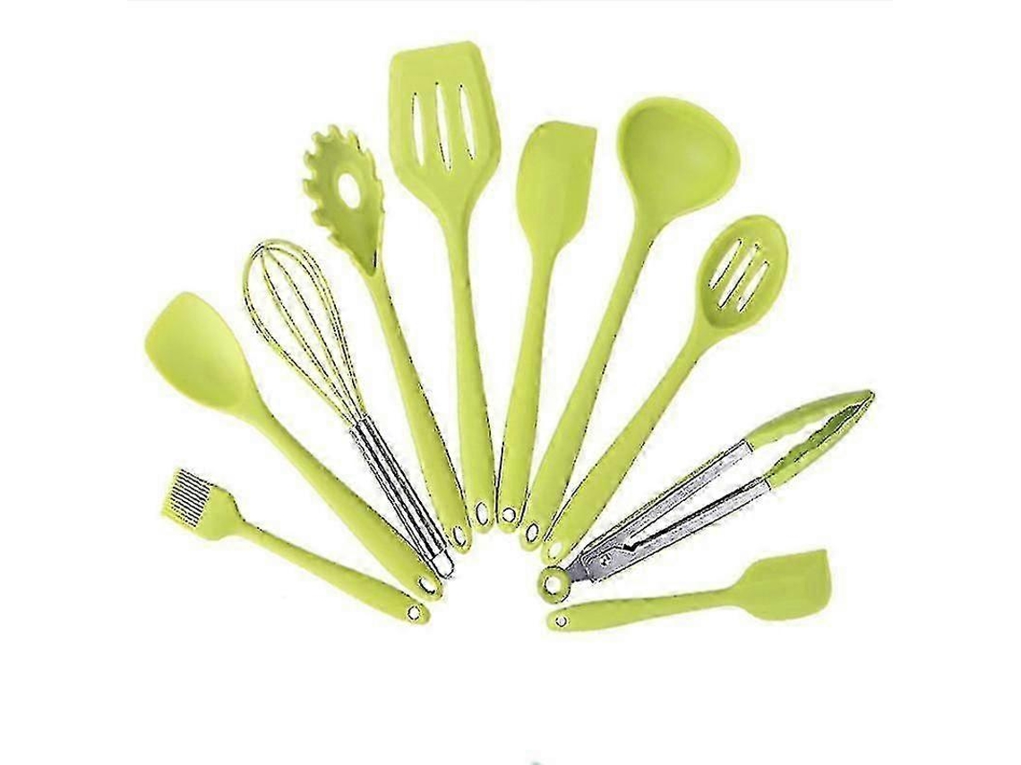 Juego de utensilios de cocina de 10 piezas, de silicona, con pinzas, espátula y cuchara, Km Nostalgia88