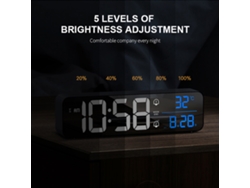 Reloj Despertador Digital Led Para Dormitorio Con Termómetro, 2 Alarmas, Función De Repetición, 5 Niveles De Brillo, Usb, Para Colocar Sobre Una Mesa O En La Pared.