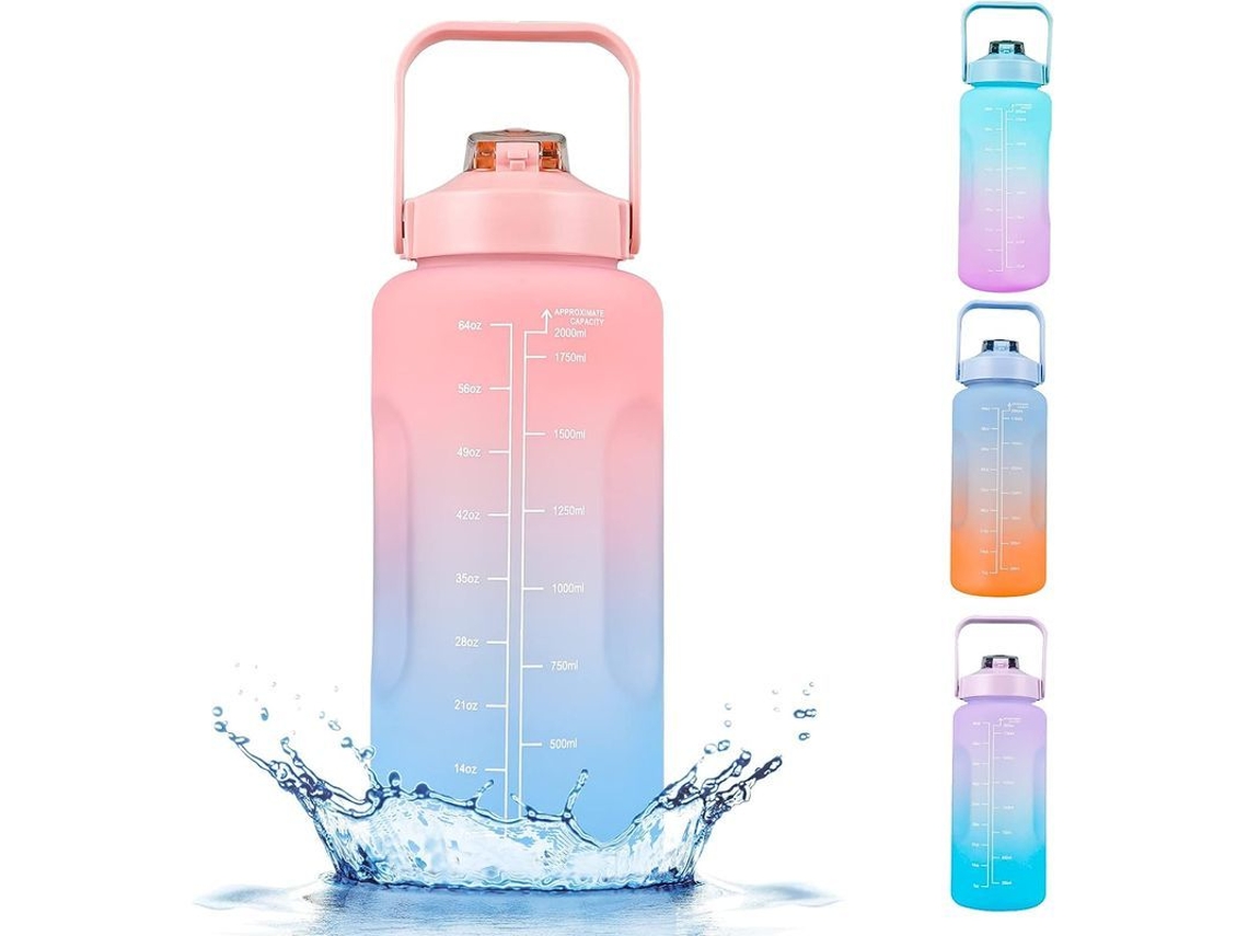 2026da-botella De Agua Deportiva Linjou 2l Con Marcas De Tiempo Frase Motivacional Pico Desmontable Y Apertura De Un Solo Click
