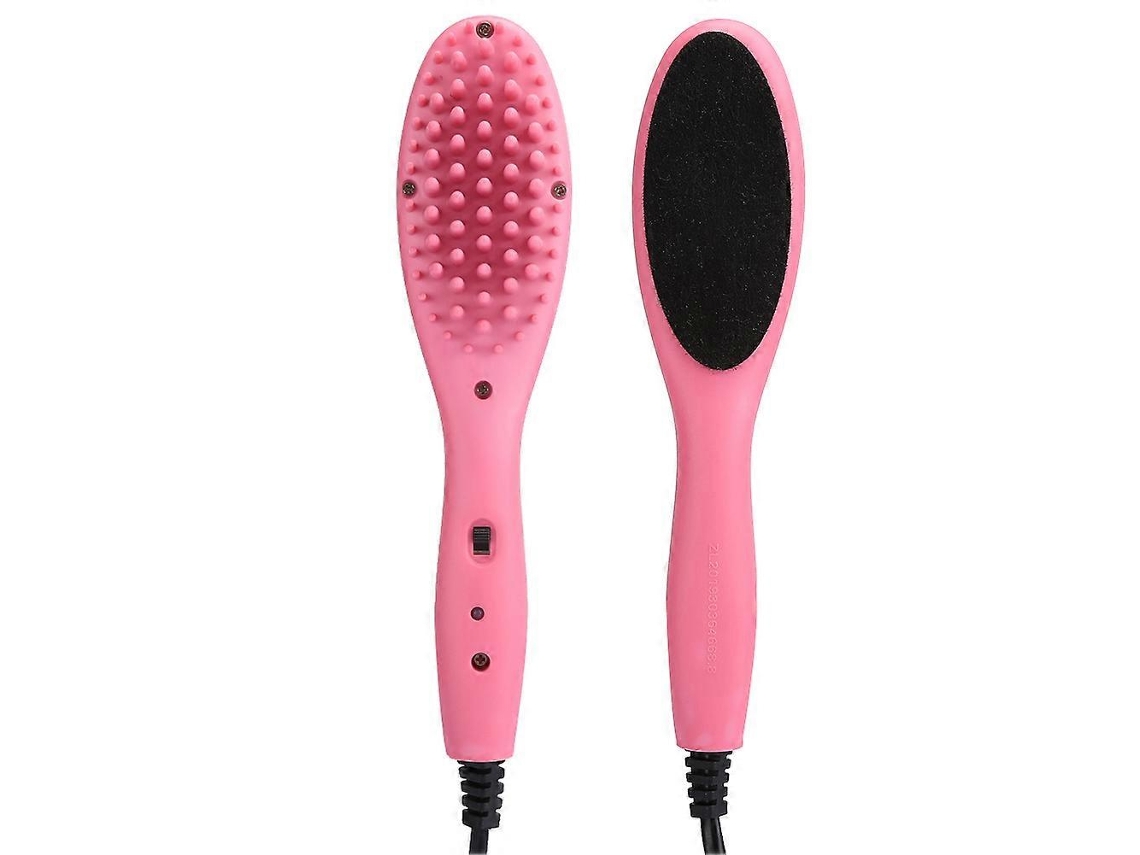 Mini cepillo eléctrico de calentamiento rápido con peine alisador rosa. Rosewell