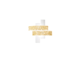 Lámpara de techo Lara pequeña de cristal blanco con detalles en pan de oro, 50 x 50 x m, 2 luces E27, IP20, máx. 2 x 52 W, estilo moderno, bombillas no incluidas. Gea Luce