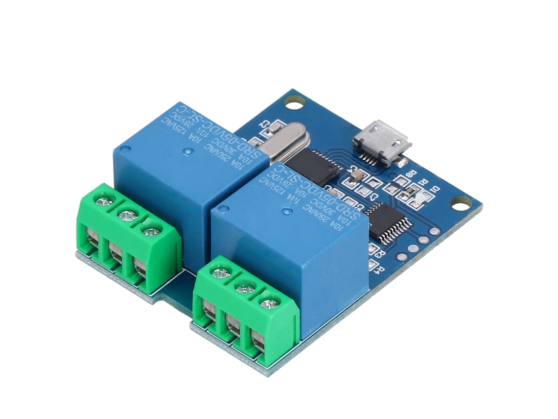 Módulo De Relé Usb De 2 Vías Con Control Inteligente Y Protección Led Contra Sobrecorriente.