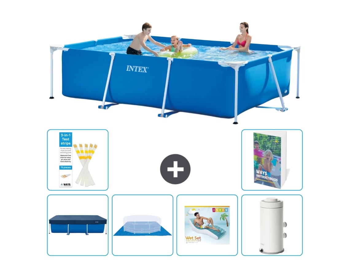 Intex Piscina Com Estrutura Retangular - 300x200x75 Cm - 7-peças S148