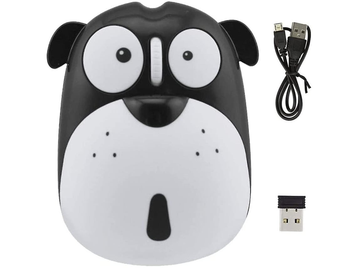 Ratón inalámbrico de 2,4 GHz con forma de perro, 3 botones, portátil para PC de escritorio.
