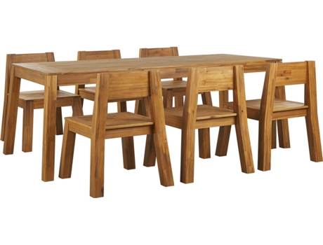 Conjunto de jardín de madera de acacia mesa y sillas BELIANI Livorno