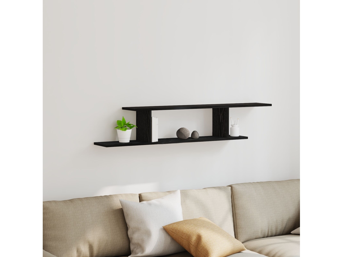 Estante De Tv | Mueble De Salón | Cabinet De Tv De Pared De Madera De Roble Negra 125x18x23 Cm, Hecho De Madera De Calidad Wsd829858