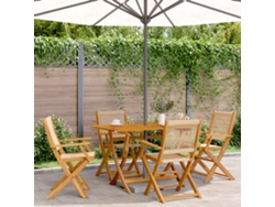 Juego de comedor de jardín de 5 piezas en polipropileno/madera maciza beige DKD Home Decor
