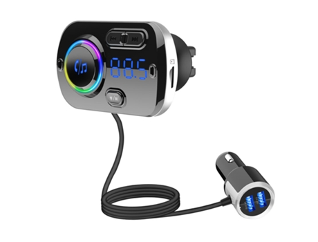 Bluetooth 5.0 Carkit Manos libres Transmisor FM AUX Audio Car Player A2DP Wireless Car MP3 Player Compatible con reproducción de tarjeta TF (Negro)...