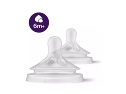 Juego de 2 Tetinas PHILIPS AVENT Natural Response T6 SCY966/02, Flujo de líquido espeso, 6m+