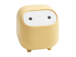 Mini bote de basura de plástico a presión de 2 capas para encimera con tapa para mesita de noche, escritorio, color amarillo