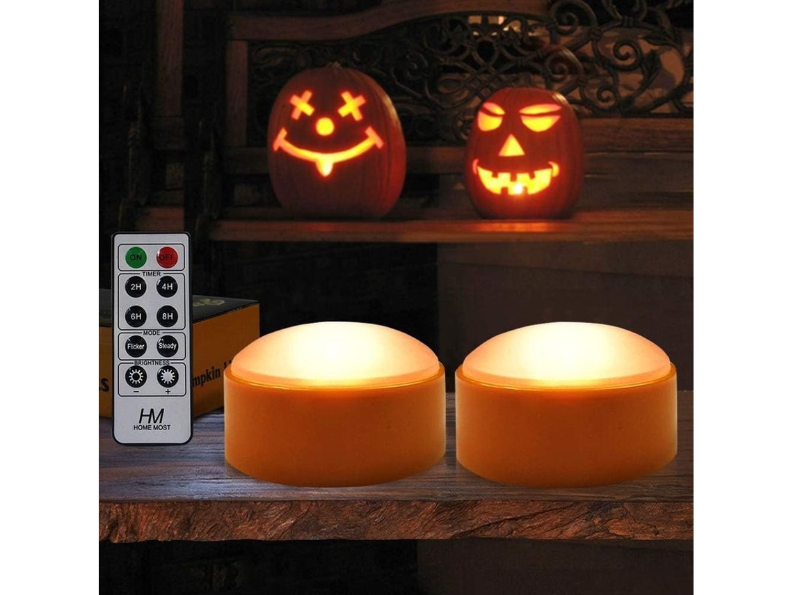 2-pack Calabazas Jack-o'-lantern Com Controle Remoto/temporizador - Laranjas - Halloween