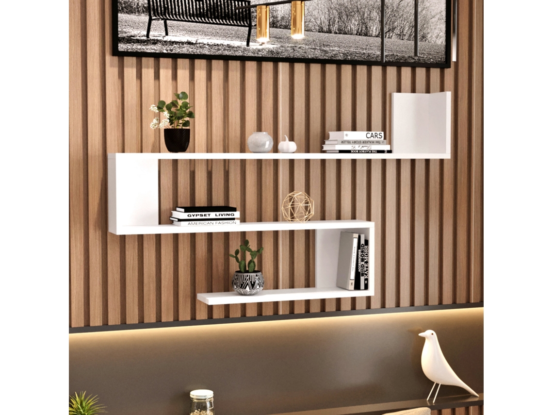 Estante de Pared [EN.CASA] (Blanco - Placa de Aglomerado - 71,5 x 120 x 14,5 cm)